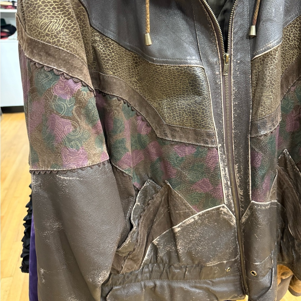Vintage Patchwork Leather Jacket - image 2